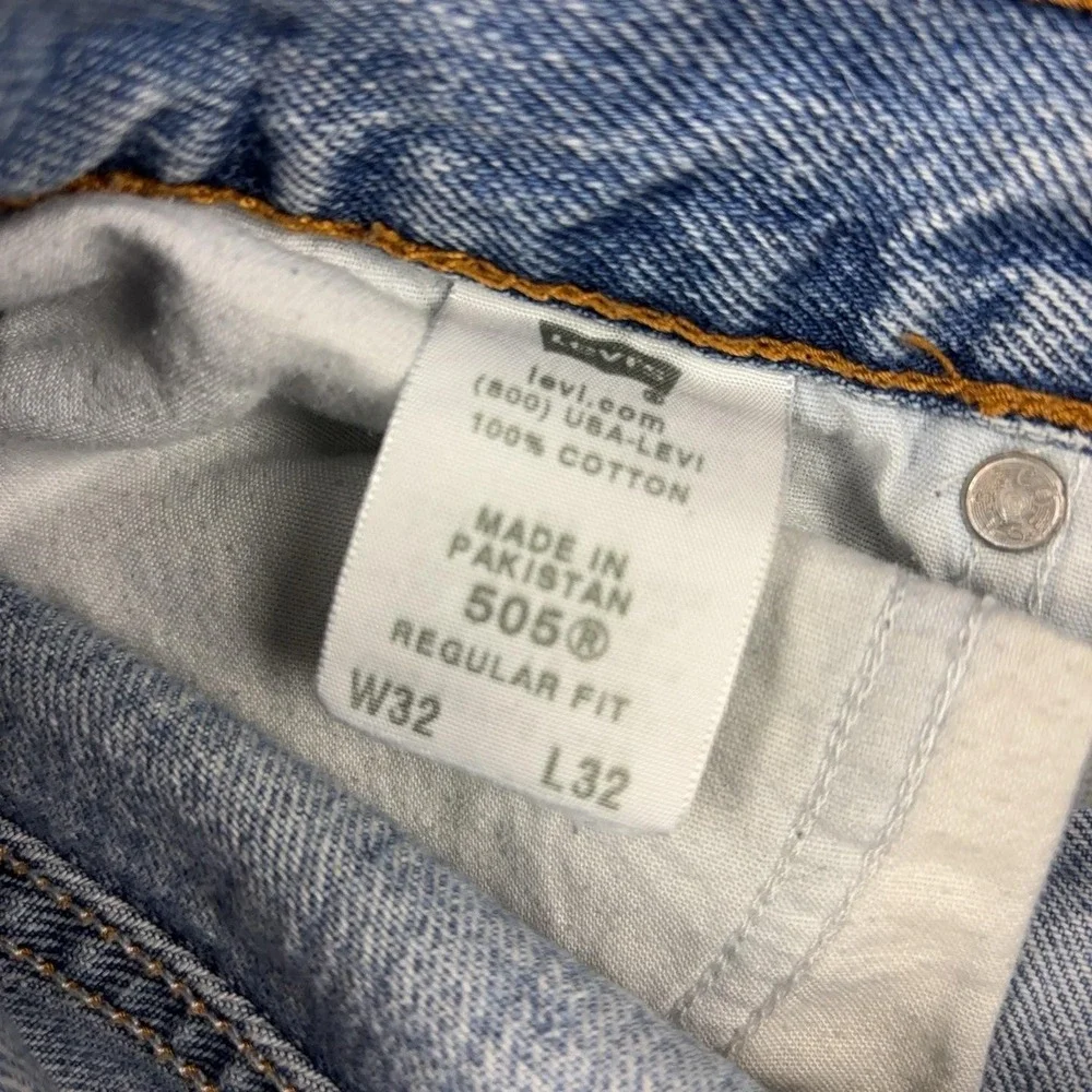 Levi's 505 Jeans Mens 32x32 Light Wash Distressed Regular Straight Denim Y2K